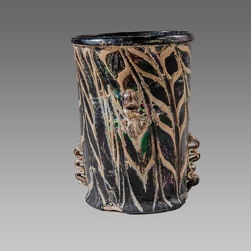 Ancient Roman Aubergine Glass Drinking Vessel c.1st-4th century AD. 
