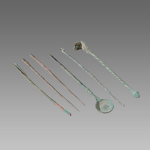Lot of 6 Ancient Roman Bronze Medical Tools c.1st-2nd century AD.