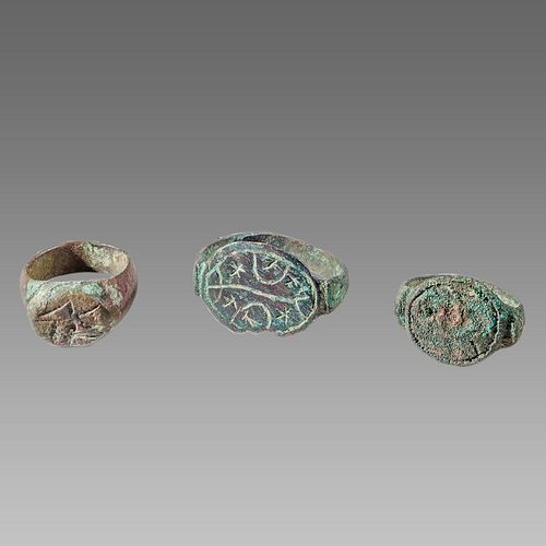 Lot of 3 Ancient Roman Bronze Rings c.2nd century AD. 