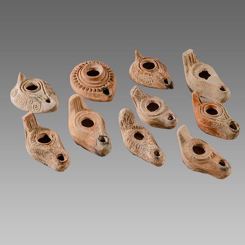 Lot of 10 Ancient Roman, Byzantine Terracotta Oil Lamps c.1st-5th century AD. 