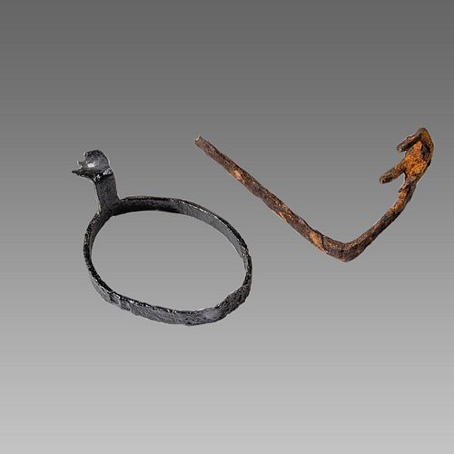 Lot of 2 English Vicking, Iron Key and Ring c.11th century. 