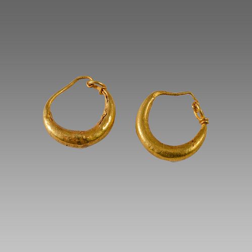 Ancient Roman Hollow Gold Earrings c.1st century AD.