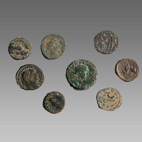 Lot of 8 Ancient Roman Bronze Coins c.3rd century AD. 