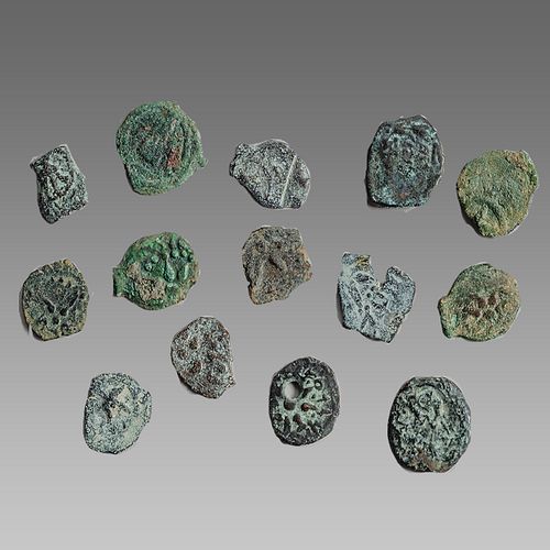 Lot of 14 Ancient Biblical Widows Mites Coins Holy Land. 