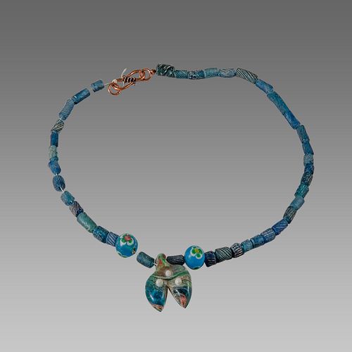 Roman Style Blue Glass Beads Necklace. 