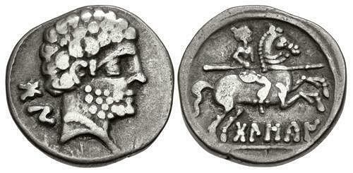 IBERIA, Bolskan. Circa 80-72 BC. AR Denarius (18mm, 3.59 g, 12h).