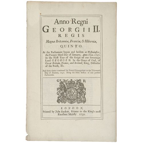 1732, British Debt Act Colonies in America Regarding Lands, Houses, Negroes... 