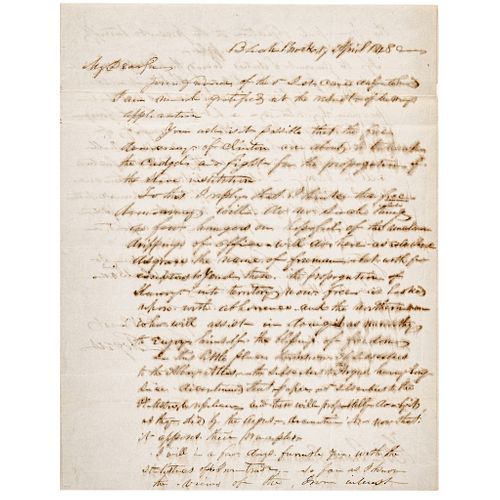 April 1848 Political Letter Referencing Slavery in the U.S. Territories