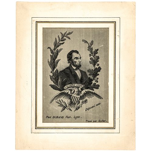 1865-Dated Decorative Abraham Lincoln Woven Silk Portrait Memorial Tribute