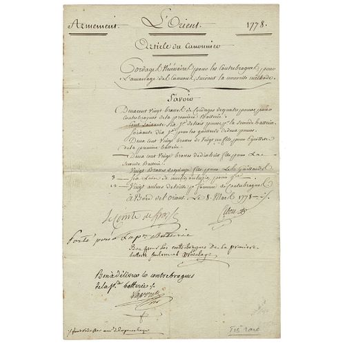 1778 Revolutionary War French Admiral FRANCOIS JOSEPH PAUL DE GRASSE Signed