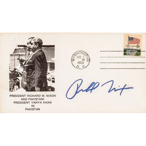 1979 RICHARD NIXON Signed Autograph Card + Signed Cache Postal Cover