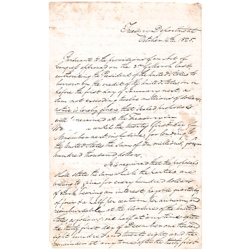 1825 RICHARD RUSH U.S. Treasury Secretary Manuscript Letter Signed