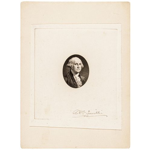 Smillie Signed Engraved George Washington Oval Portrait Die Sunk Proof Vignette