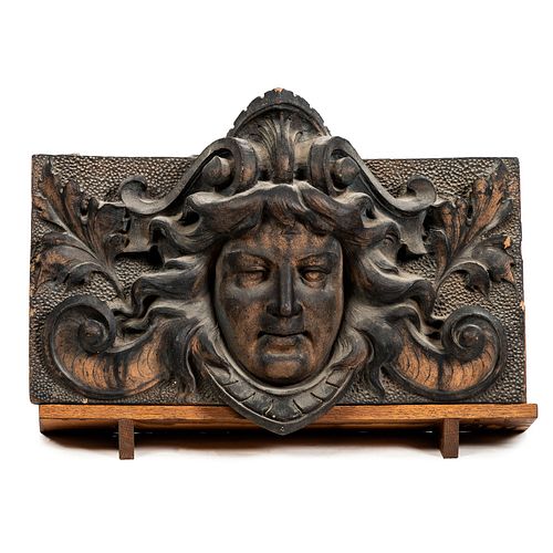 An Art Nouveau Terracotta Relief Carved Tile