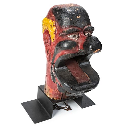 A Carved and Painted Charlie's Hat Carnival Game Head, The Philadelphia Toboggan Company