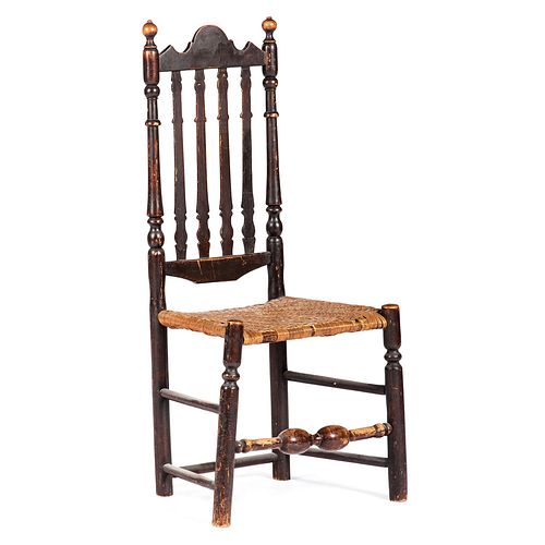 A William and Mary Brown-Painted Bannister Back Splint-Seat Side Chair