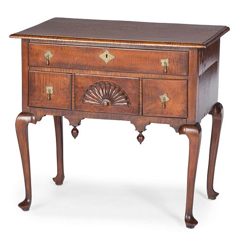 A Queen Anne Fan-Carved Tiger Maple Dressing Table, Likely Massachusetts, Circa 1750
