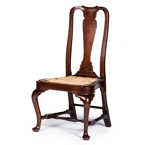 A Queen Anne Carved Walnut Pad-Foot Compass-Seat Side Chair, Boston, Massachusetts, Circa 1750