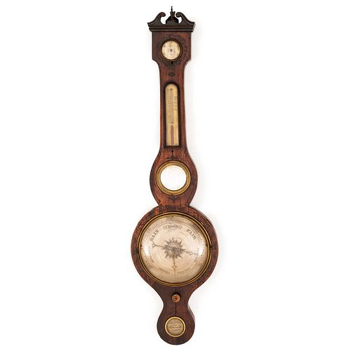 A Regency Black Paint-Decorated Rosewood Banjo Barometer, English, Circa 1800
