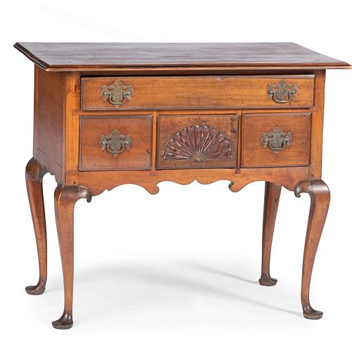 A Queen Anne Fan-Carved Cherrywood Dressing Table, Likely Connecticut, Circa 1760