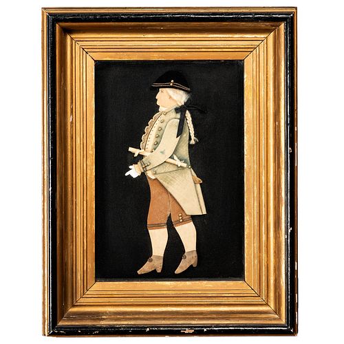 An American Fabric, Paper and Brass Three Dimensional Full Length Profile Portrait of George Washington