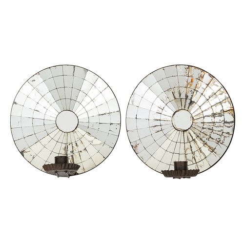 A Pair of Tin Mirrored Sconces