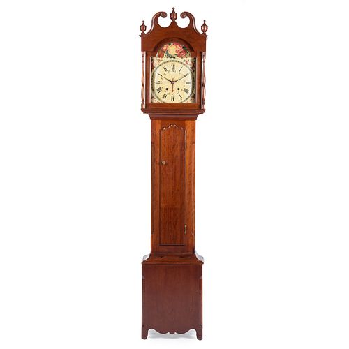 A Chippendale Carved Cherrywood Tall Case Clock, Attributed to Elijah Warner, Kentucky, circa 1815