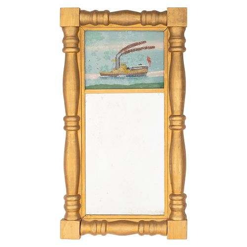 A Classical Giltwood And Reverse Painted Mirror