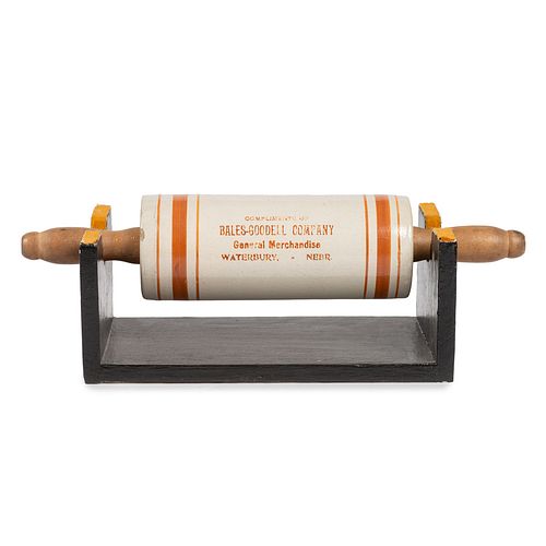A Stoneware Advertising Rolling Pin