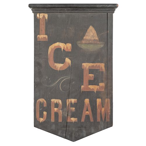 A Painted Wood Ice Cream Advertising Sign, Circa 1850-60