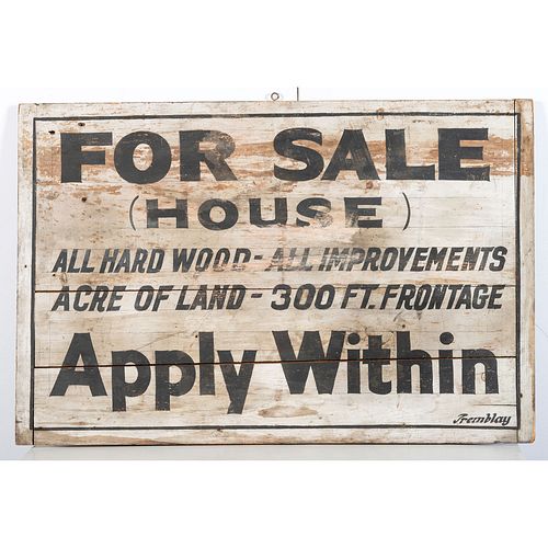 A Stenciled Wood Property Sale Sign