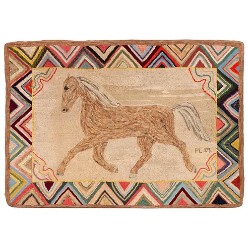 A Running Horse Hooked Rug