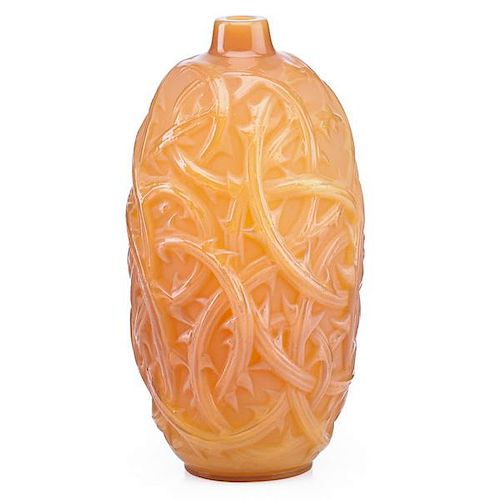 LALIQUE "Ronces" vase, butterscotch glass