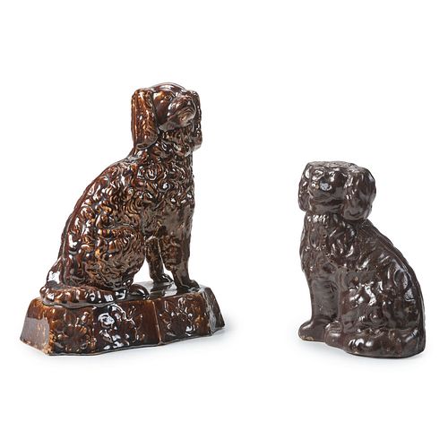 Two Pottery Spaniels