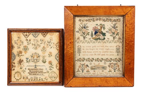 Two English Embroidered Needlework Samplers