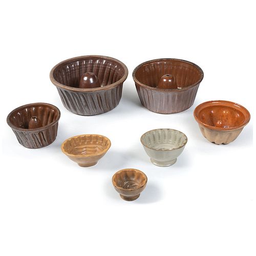 Seven Stoneware and Yellow Ware Food Molds