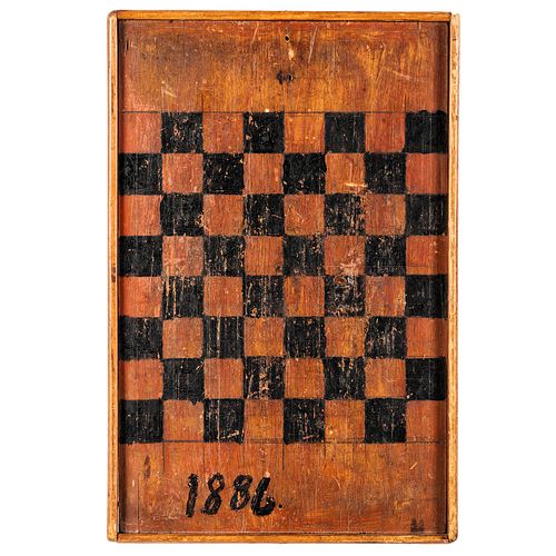 A Folk Art Painted Checkerboard, Circa 1886