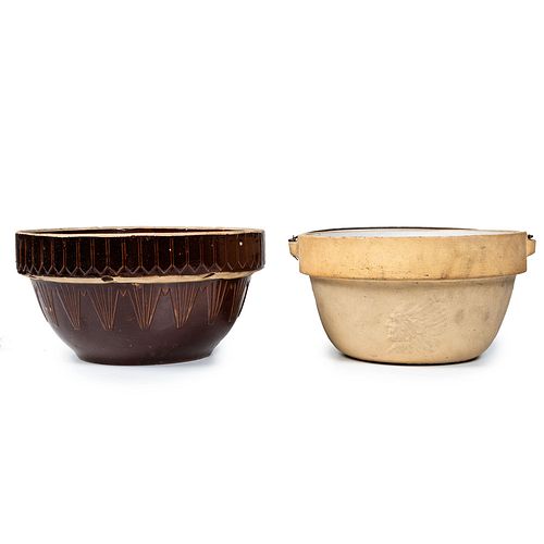 Eight Slip Cast Stoneware and Yellow Ware Mixing Bowls