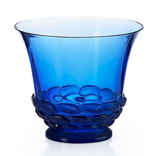 LALIQUE "Monaco" vase, blue glass