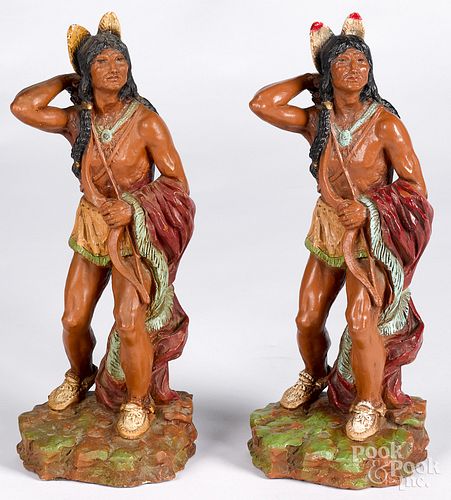 Pair of resin figures of Native American Indians