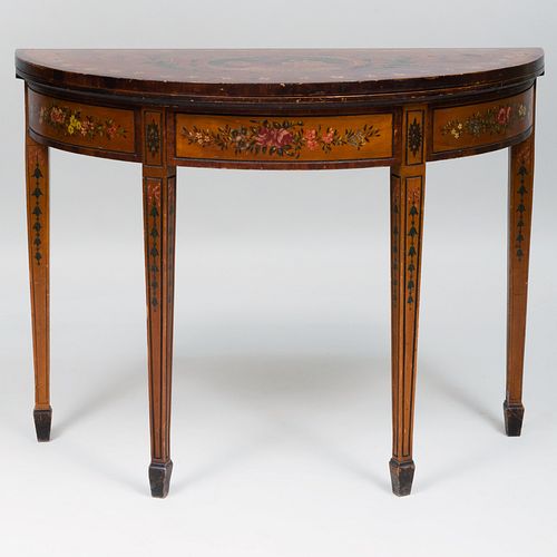 George III Satinwood and Painted Card Table