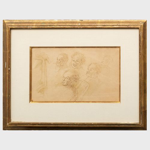 School of Honoré Daumier (1808-1879): Study of Five Heads