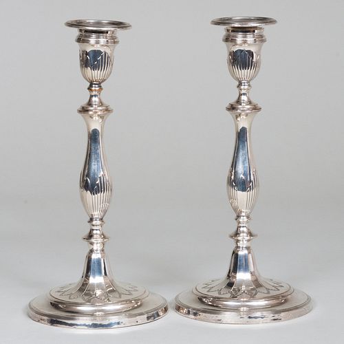 Pair of English Silver Plate Candlesticks