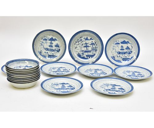 Nine Canton Porcelain Plates etc.