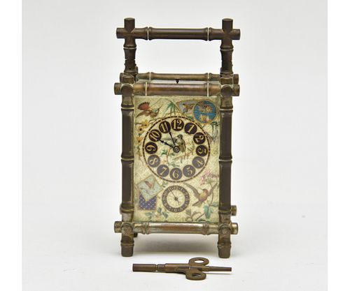 French Enameled Alarm Carriage Clock