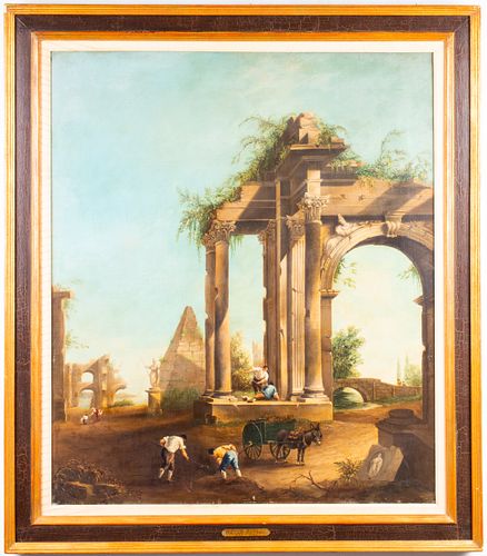 Pietro Paolini Landscape with Ruins Oil on Canvas