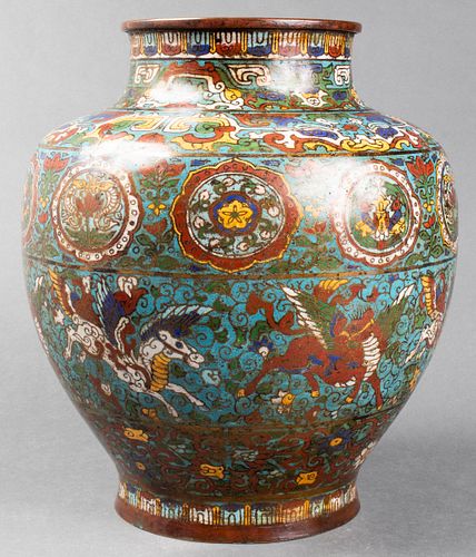 Chinese Ming Dynasty Large Cloisonne Enamel Vase