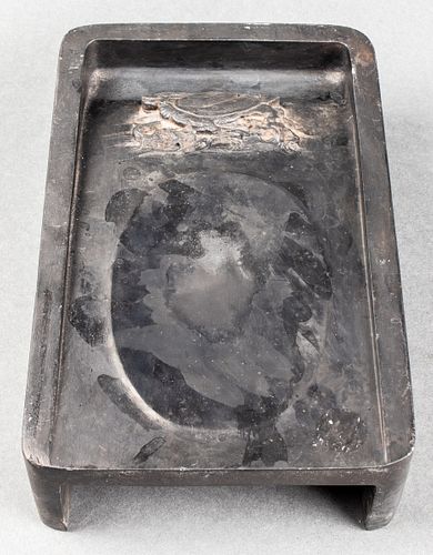 Chinese Gray Duan Inkstone with Mythical Beasts