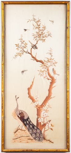 Chinese Silk Embroidery Panel with Peacock