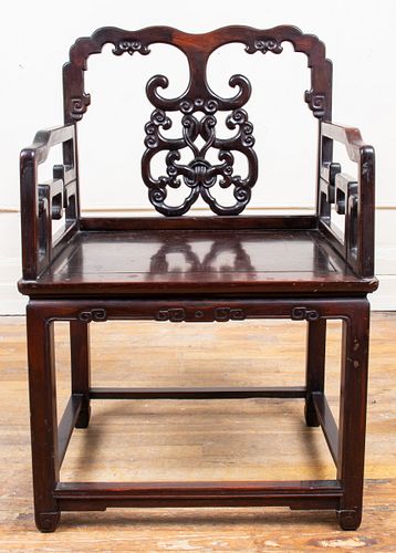 Chinese Carved Hardwood Armchair